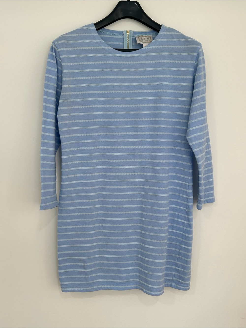 Sail to Sable Light Blue Striped Long Sleeve Shift Dress